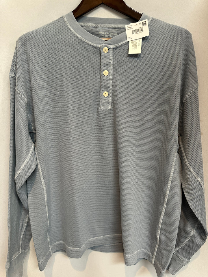 Men’s American Eagle Blue Boxy Fit Waffle Jersey Size L