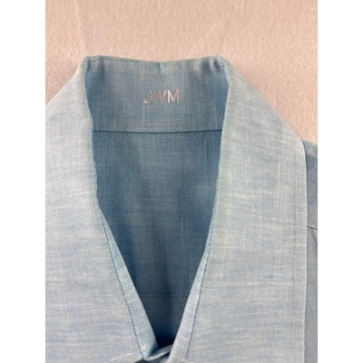 Men’s JWM J.Hilburn Blue Cotton/Linen Dress Shirt Sz L