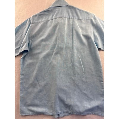 Men’s JWM J.Hilburn Blue Cotton/Linen Dress Shirt Sz L