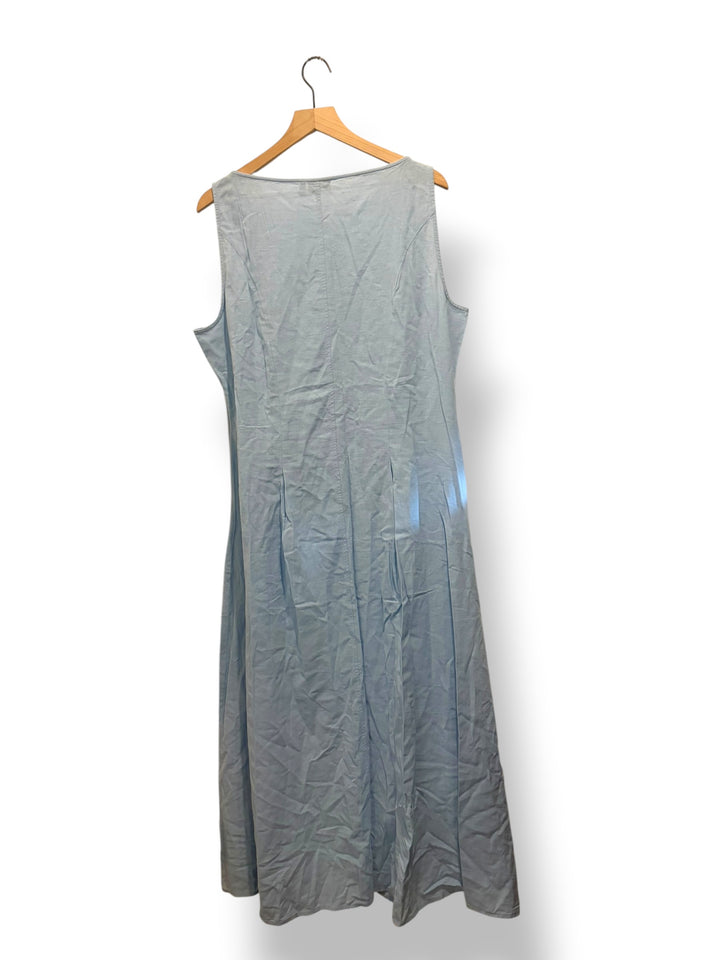 ASOS Design Light Blue Cotton Linen Button Front Maxi Dress Size 14 Coastal NWT