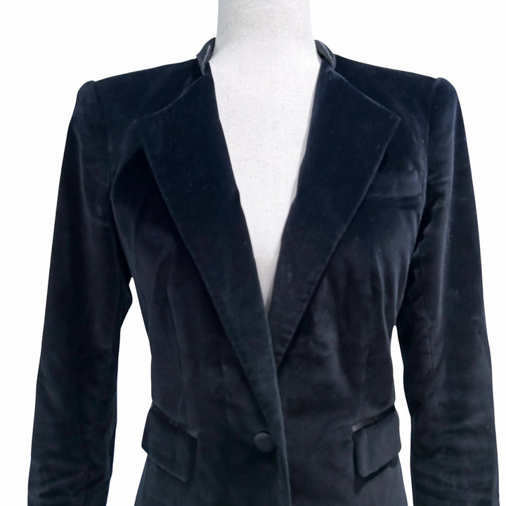 Rachel Zoe Women's Blazer Size 6 Velvet Elegant Chic Single Button Preppy Academia