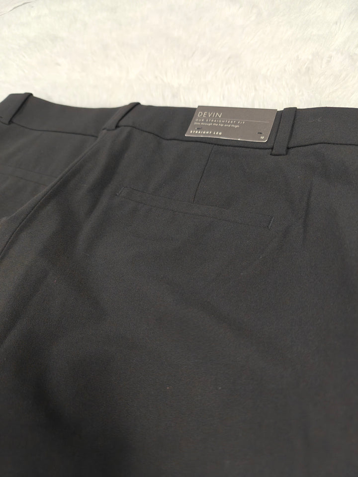 Ann Taylor Devin Fit Black Straight Leg Dress Pants Size 12