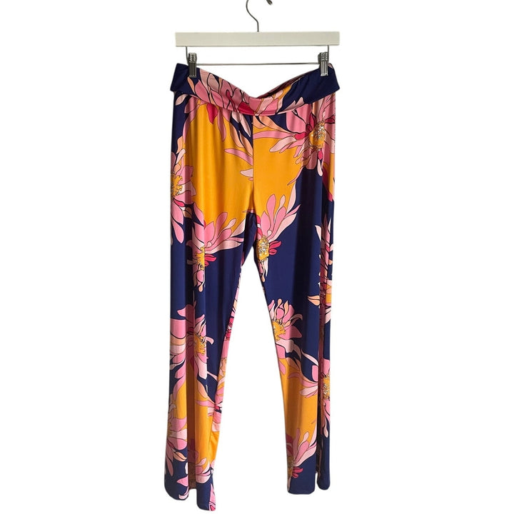 Trina Turk Pants Bright Floral 70s Hippie NWT Pull on Elastic Resort Beach M