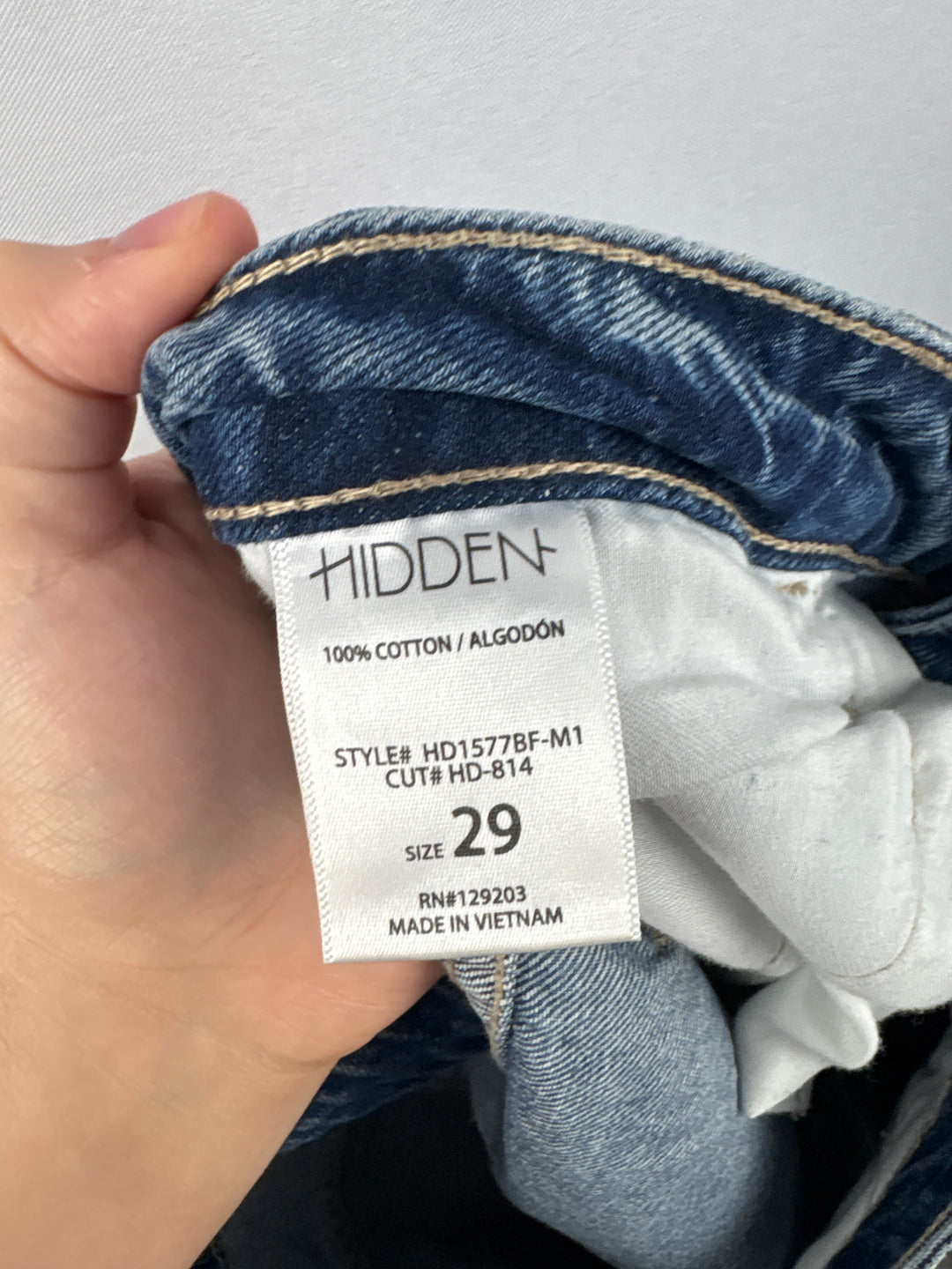 Women’s Hidden Size 29 Blue Distressed Mom Jeans