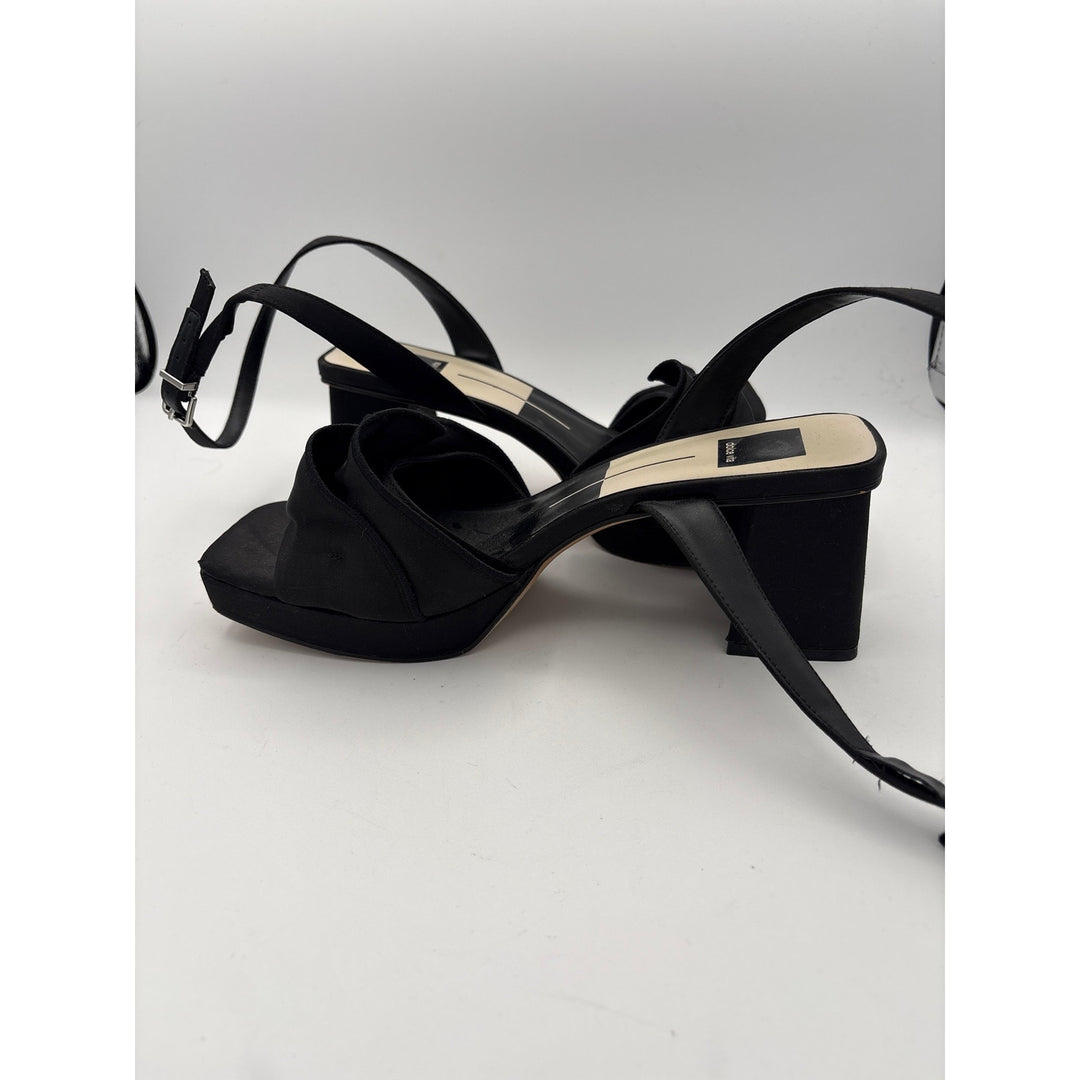Women’s Dolce Vita Size 7.5 Black Silk Ruffled Strappy Block Heels