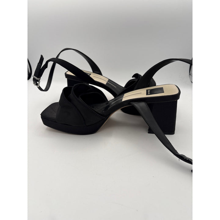 Women’s Dolce Vita Size 7.5 Black Silk Ruffled Strappy Block Heels