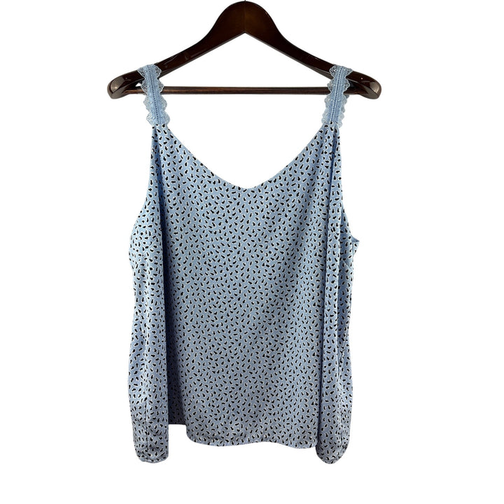Women’s Nordstrom Rack Size 2X Pale Blue w/ Black Florals Sleeves Blouse