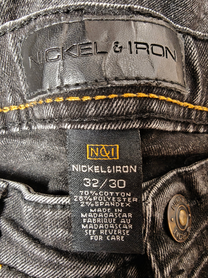 Mens Nickel &amp; Iron Slim Straight Jeans Black 32x30