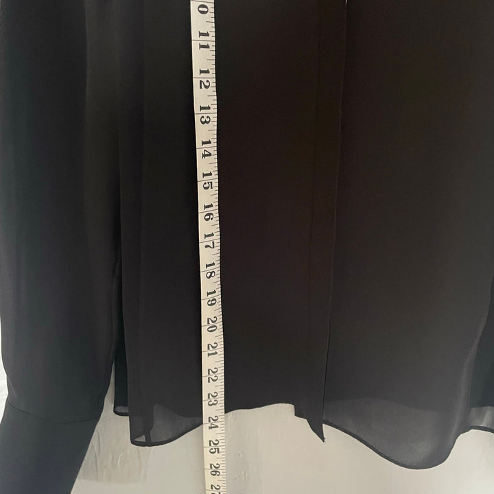 Alice + Olivia Black Button Down Shirt 100% Silk Minimalist Quiet Luxury Preppy XS