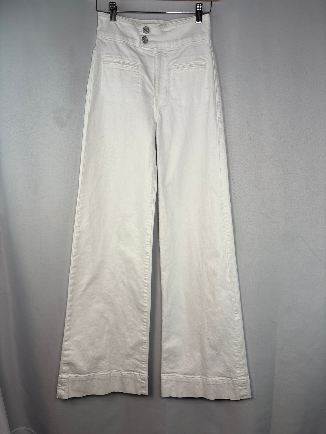 Womens Frame White High Waist Wide Leg Jeans Size 24