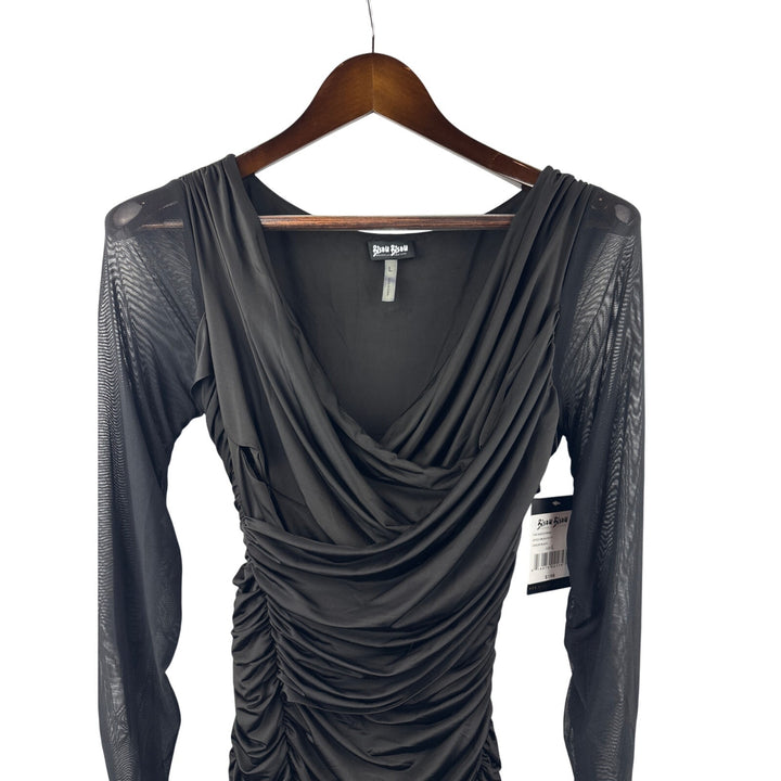Women’s Bisou Bisou Large Black Long Sleeve Ruffled Bodycon Dress