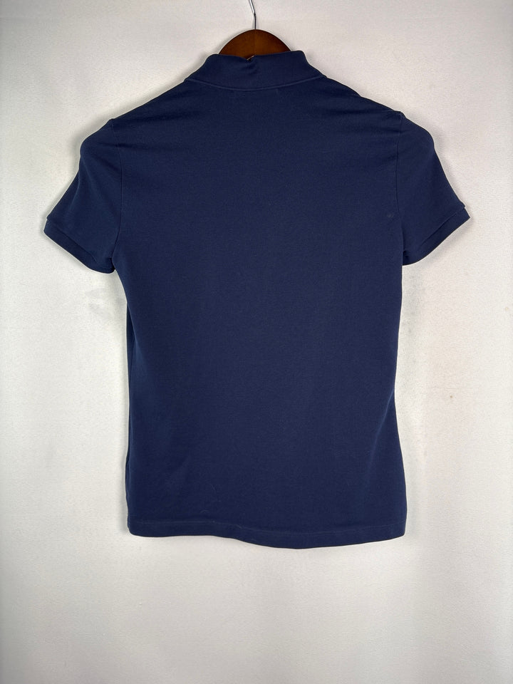 Womens Lacoste Navy Blue Polo Shirt Cotton Blend Size 36