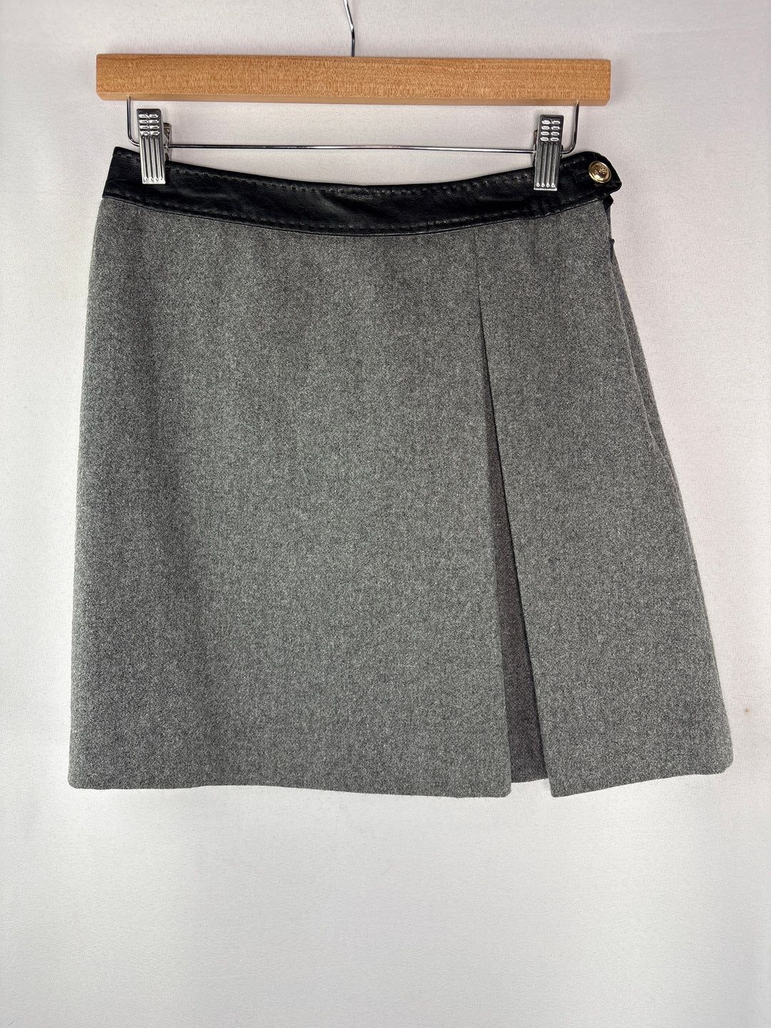 Womens Dunst Gray Black Wool Blend Pleated A Line Mini Skirt Size Small