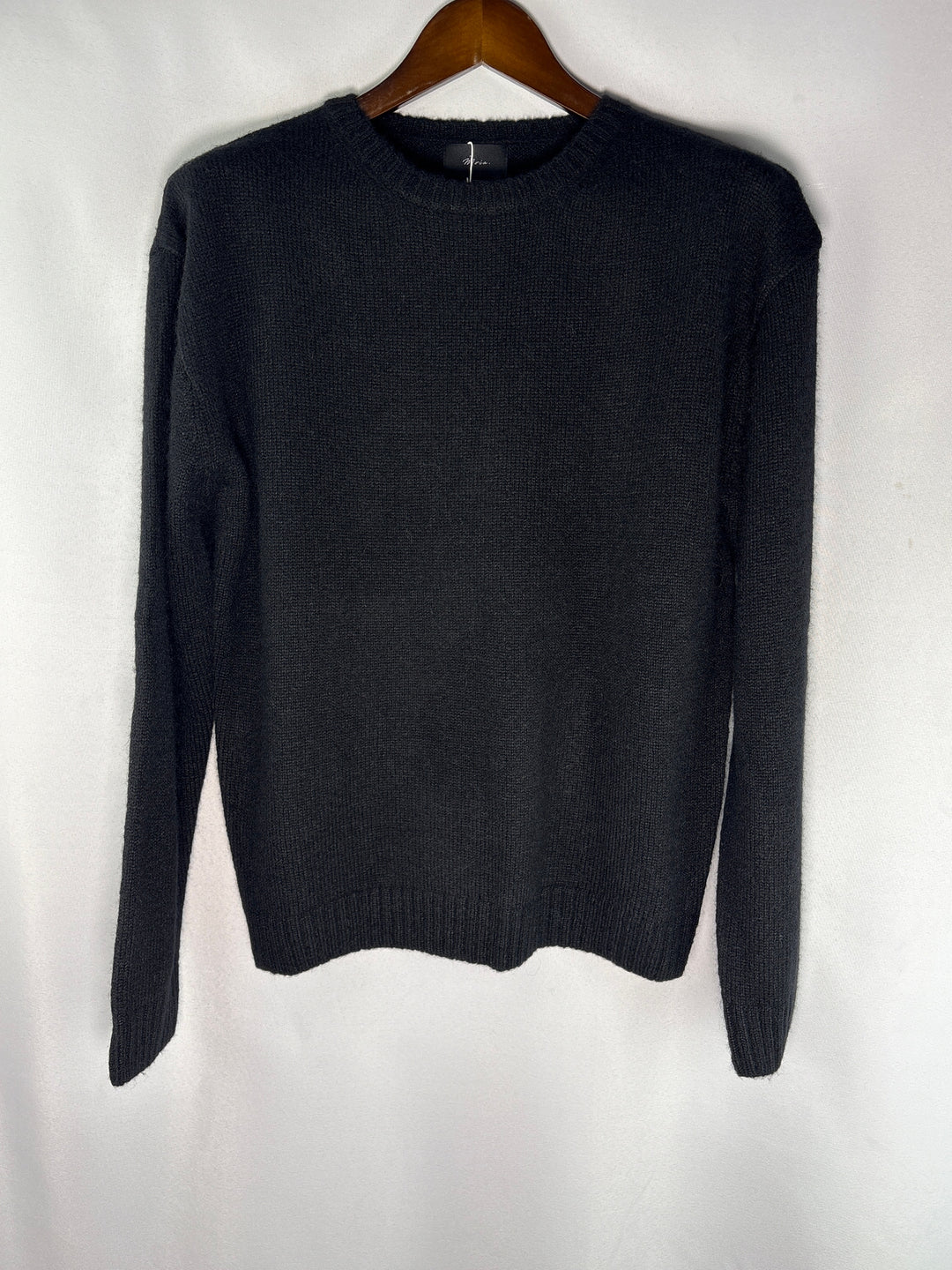 Womens Moia One Size Black Alpaca Wool Blend Crewneck Sweater