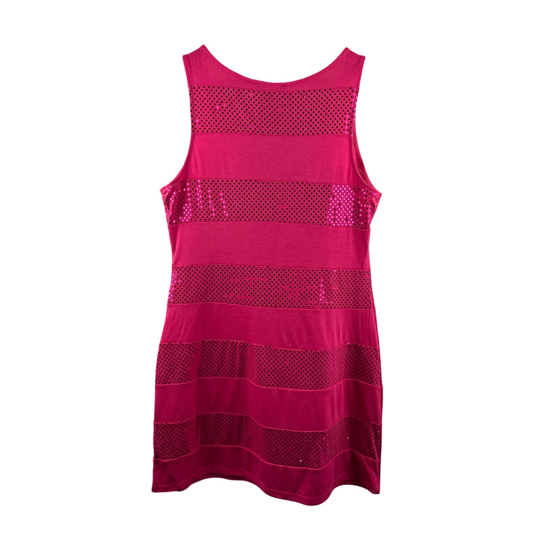 Women’s Express Large Hot Neon Pink Bandage Dress w/ Sequin Stripes