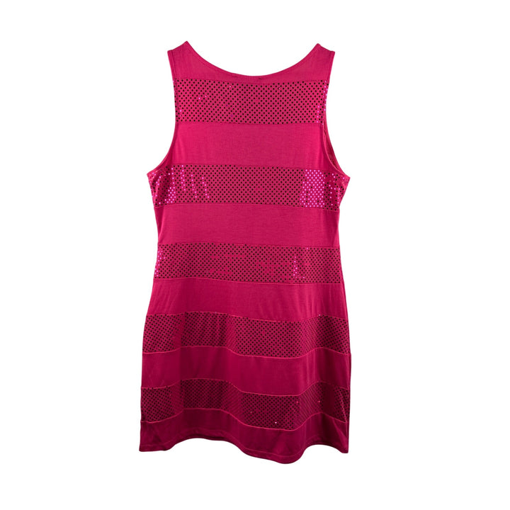 Women’s Express Large Hot Neon Pink Bandage Dress w/ Sequin Stripes