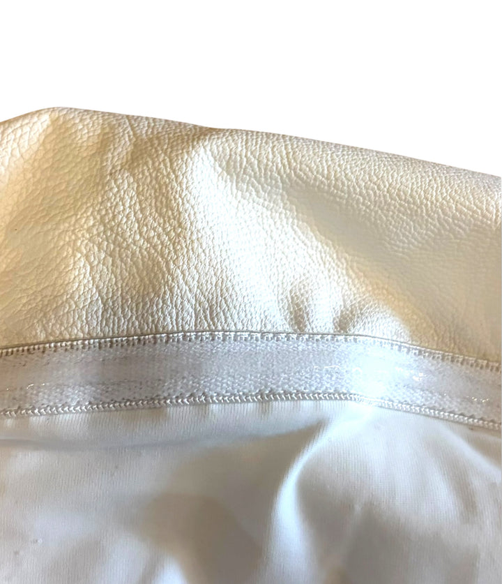 Naked Wardrobe White Faux Leather Ruched Bodysuit Size L NWT Strapless Corset
