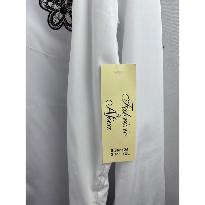 Women’s Fabrizio by Afiva Size XXL White Button Up w/ Bug Embroidery