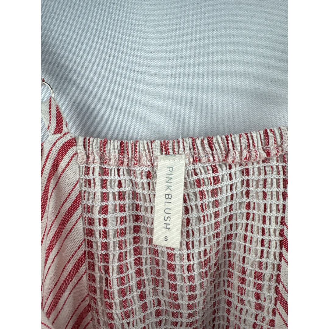 Women’s Pink Blush Small White & Red Stripped Sleeveless Summer Dress