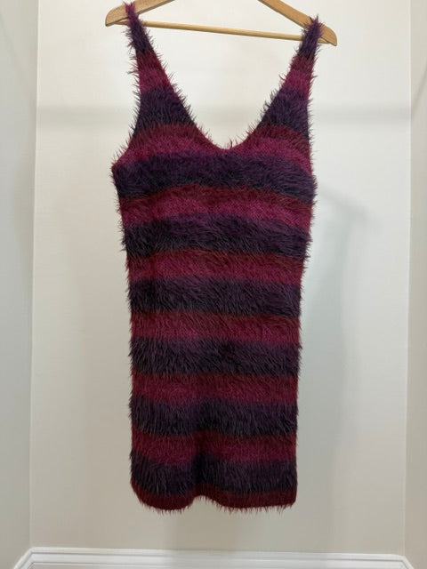 Savage X Fenty Fuzzy Stripe Plush Knit Mini Dress XL New With Tags