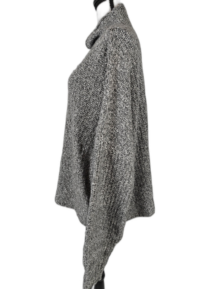 American Eagle Womens Chunky Knit Turtleneck Sweater Heather Gray Size XL