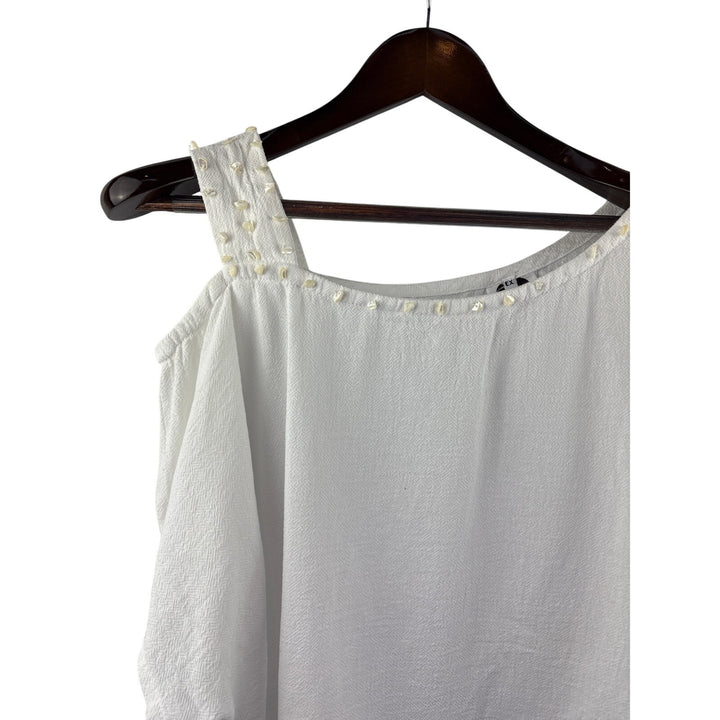 Women’s Xama XL White Off-The Shoulder Blouse w/ Beading