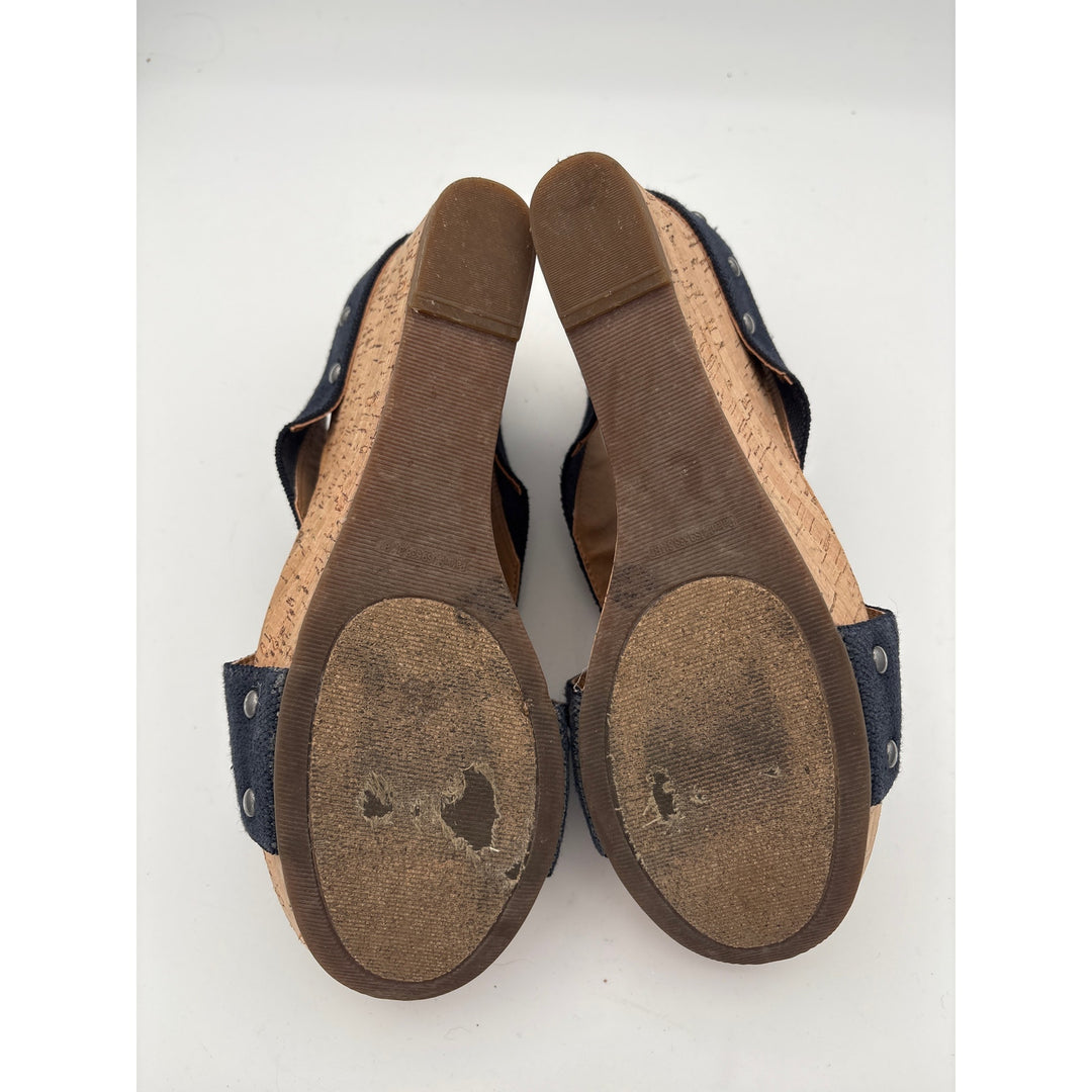 Women’s Lucky Brand Size 8 1/2 Navy Blue Wedged Sandals
