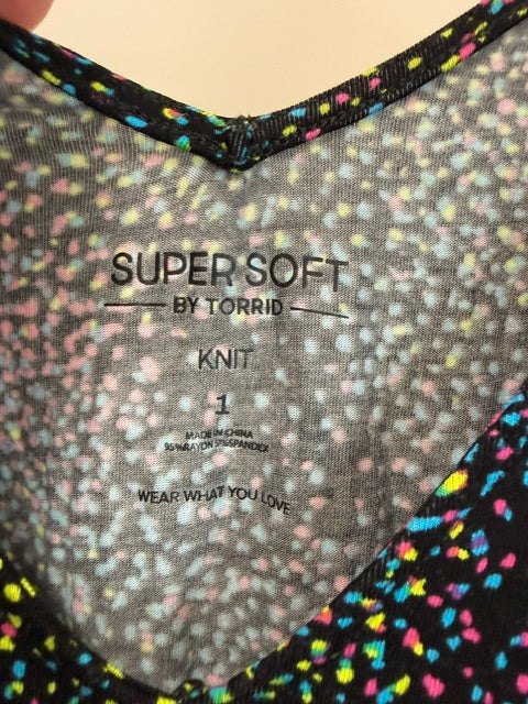 Torrid Rainbow Confetti Super Soft Romper Sz1/1X/(14-16)