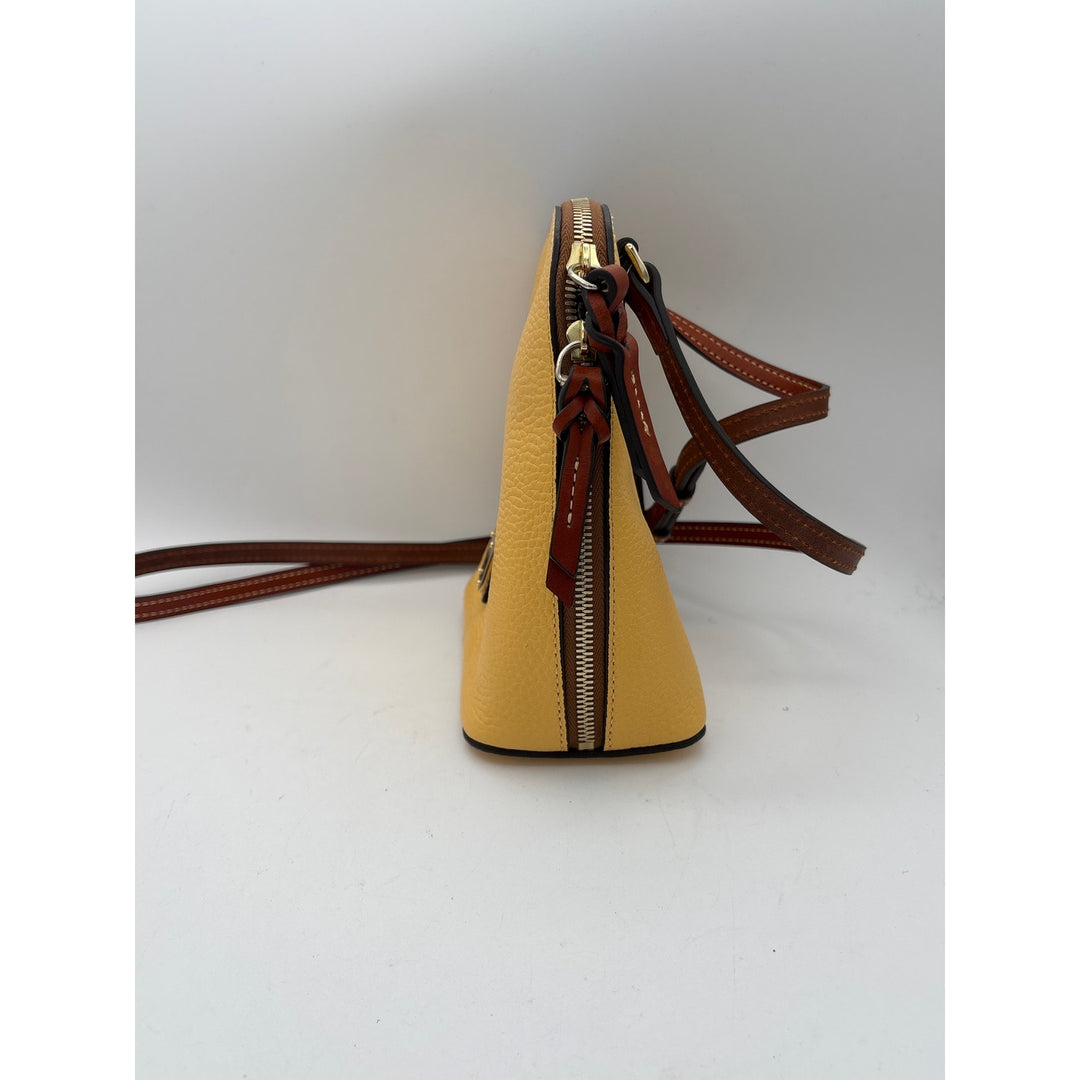 Women’s Dooney & Bourke Butter Yellow w/ Brown Accents Leather Crossbody Purse