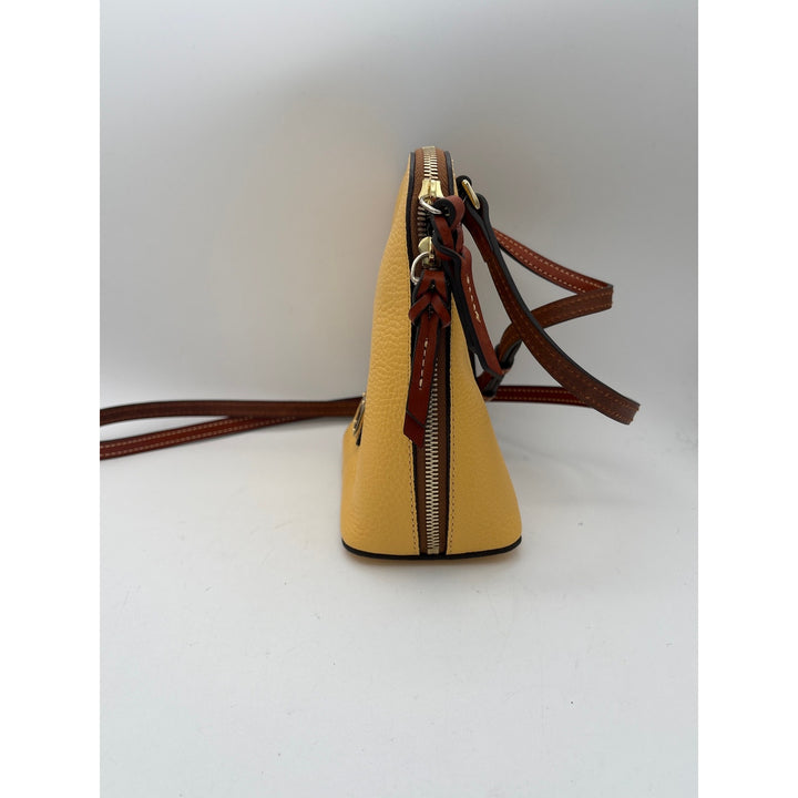 Women’s Dooney & Bourke Butter Yellow w/ Brown Accents Leather Crossbody Purse