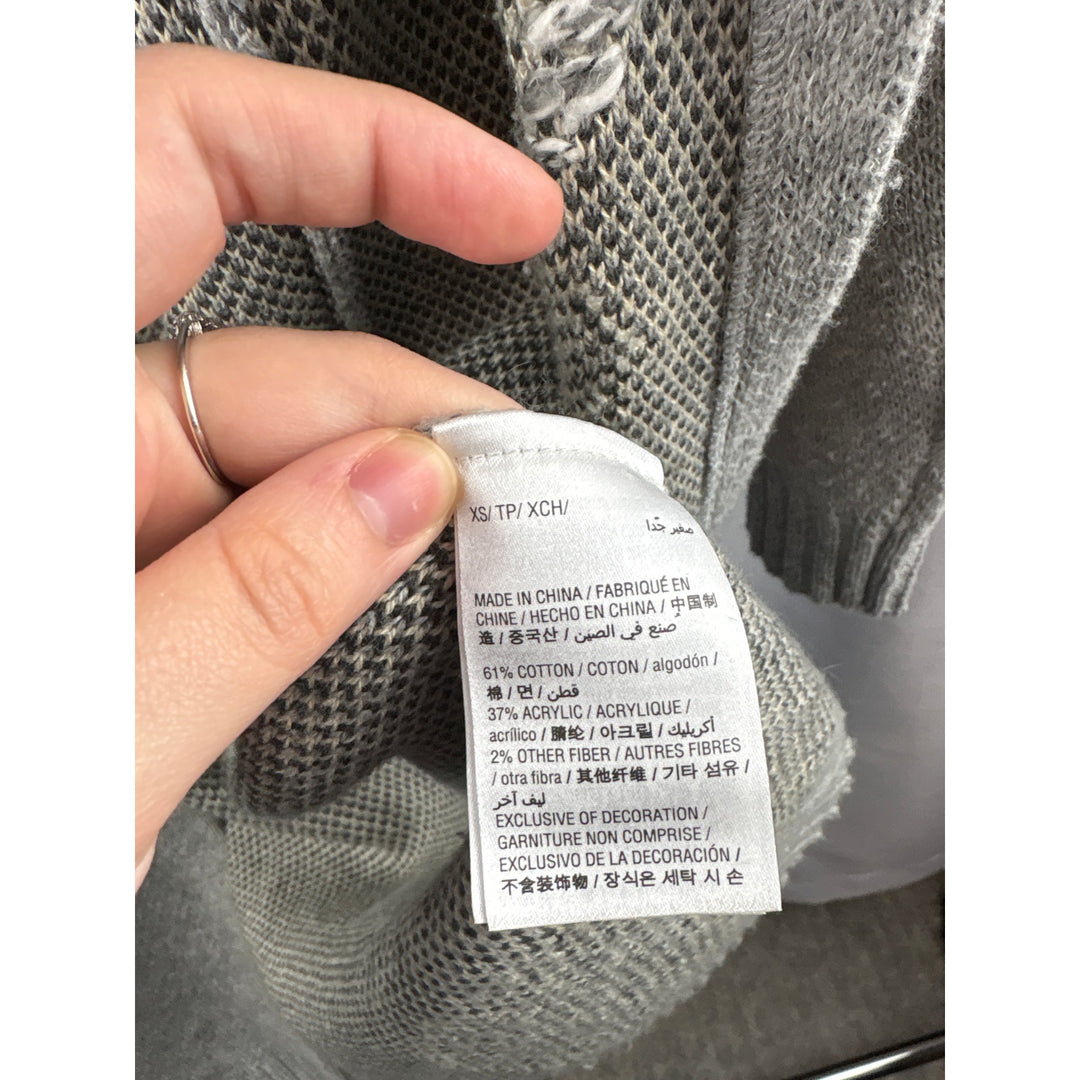 Women’s Style & Co XS Light Gray Cardigan w/ Cream Rose Pattern