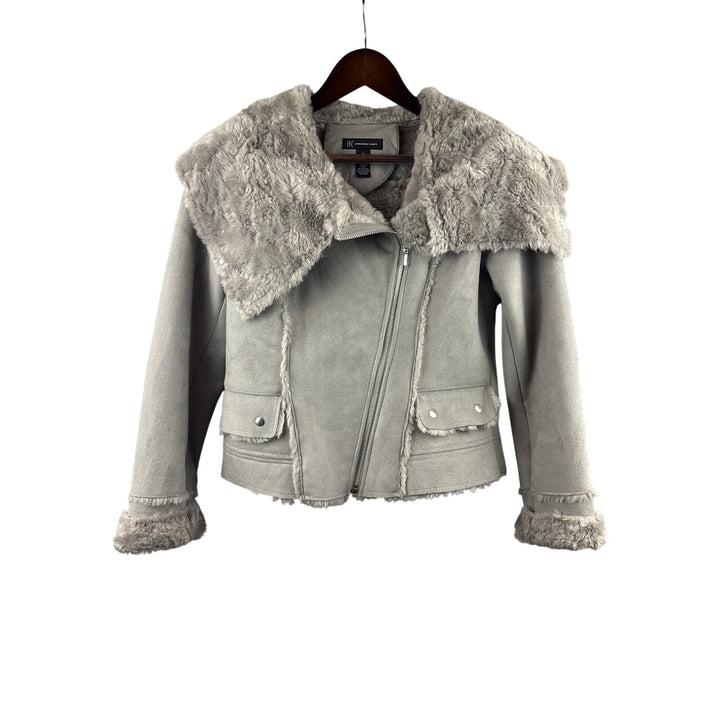 Women’s I.N.C International Concepts Medium Taupe Suede Motor Style Jacket