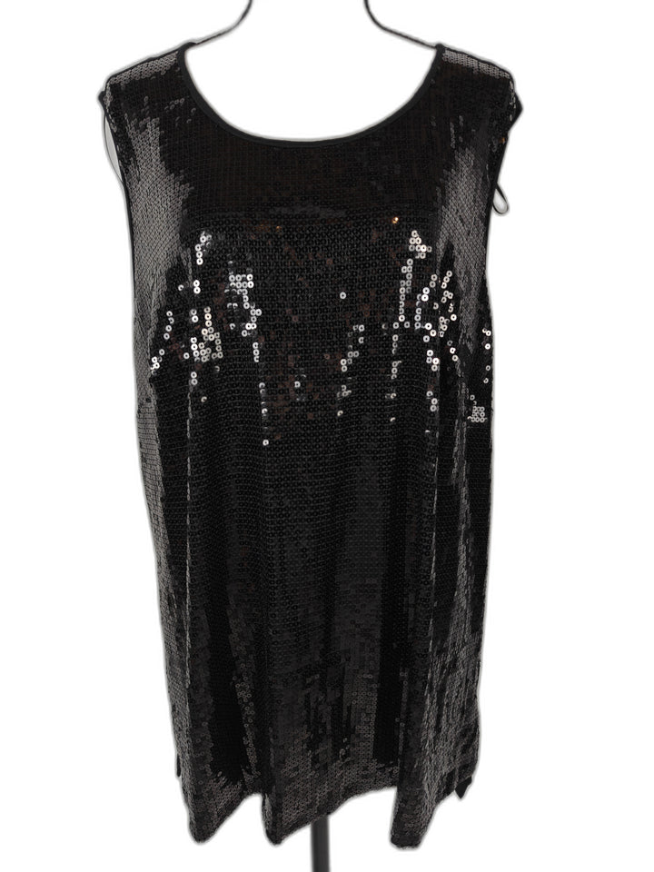 Womens Vince Camuto Sequin Tunic Black Size 2X Sleeveless Top NWT