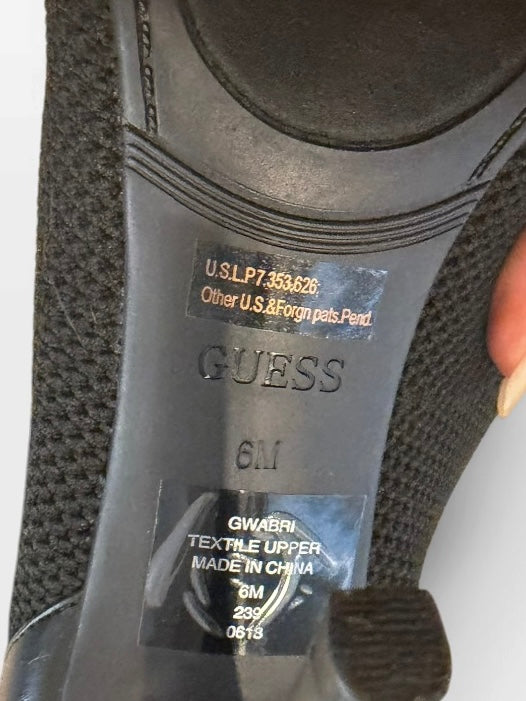 GUESS GWABRI Black Mesh Peep Toe Sock Boots Size 6 Stiletto Y2K NWOB