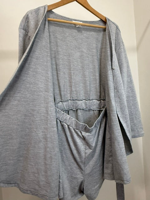 Venus Wrap Front Terry Romper Heather Gray SzXL