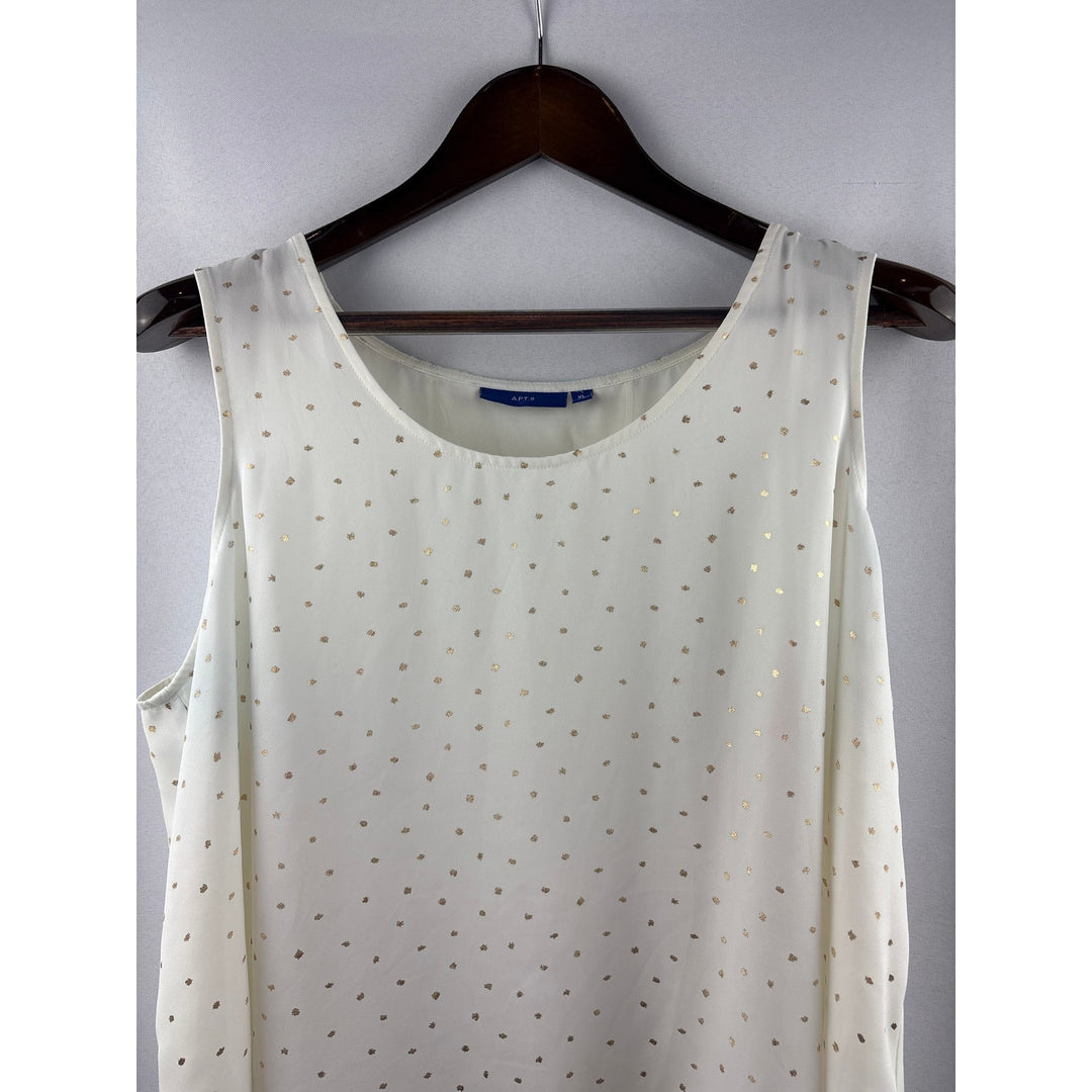 Women’s APT. 9 XL White Sleeveless Blouse w/ Gold Accents