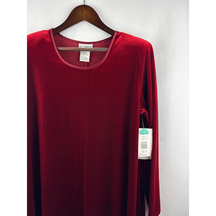 Women’s K.C. Spencer Size 16 Burgundy Velvet Long Sleeve Dress