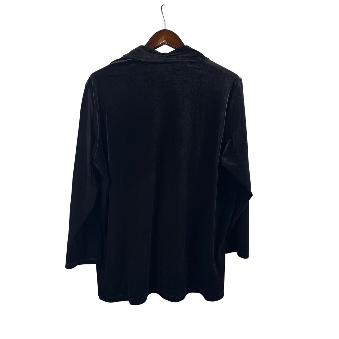 Women’s Impressions Lifestyle Size 1X Black Velvet Button Up Blouse
