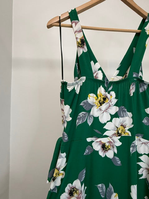 Kaileigh Green Floral Faux Wrap Maxi Dress SzXL