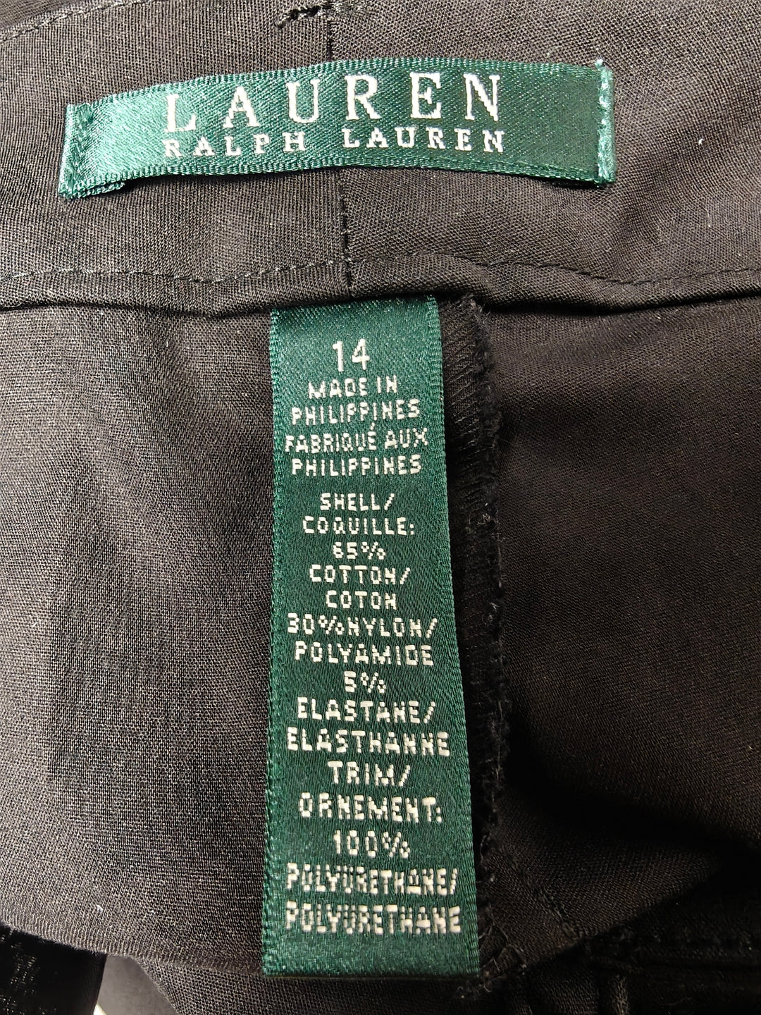 Lauren Ralph Lauren Womens Slim Fit Stretch Pants Black Size 14