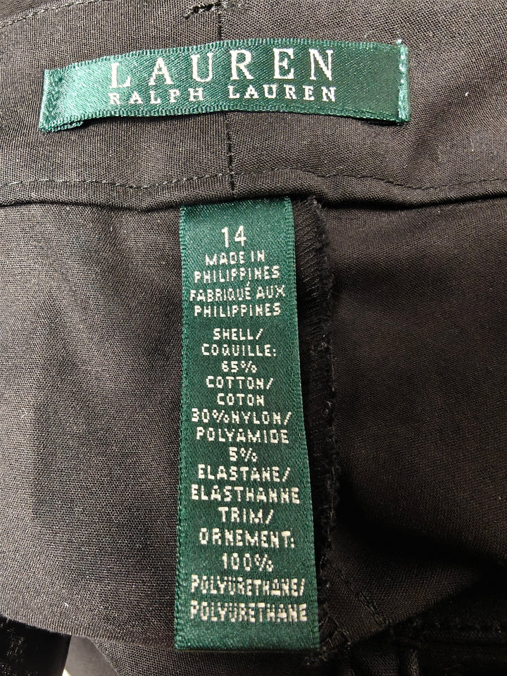 Lauren Ralph Lauren Womens Slim Fit Stretch Pants Black Size 14