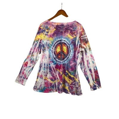 Women's INC Tie-Dye Long Sleeve Peace Graphic Tee Size 2X – Colorful Casual Top