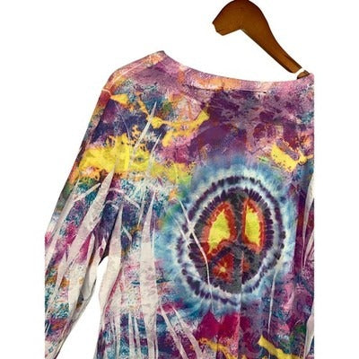 Women's INC Tie-Dye Long Sleeve Peace Graphic Tee Size 2X – Colorful Casual Top