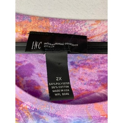 Women's INC Tie-Dye Long Sleeve Peace Graphic Tee Size 2X – Colorful Casual Top