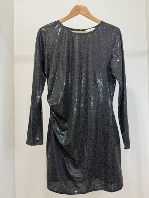 H&amp;M Sparkle Ruched Dress Black NWT SzXL