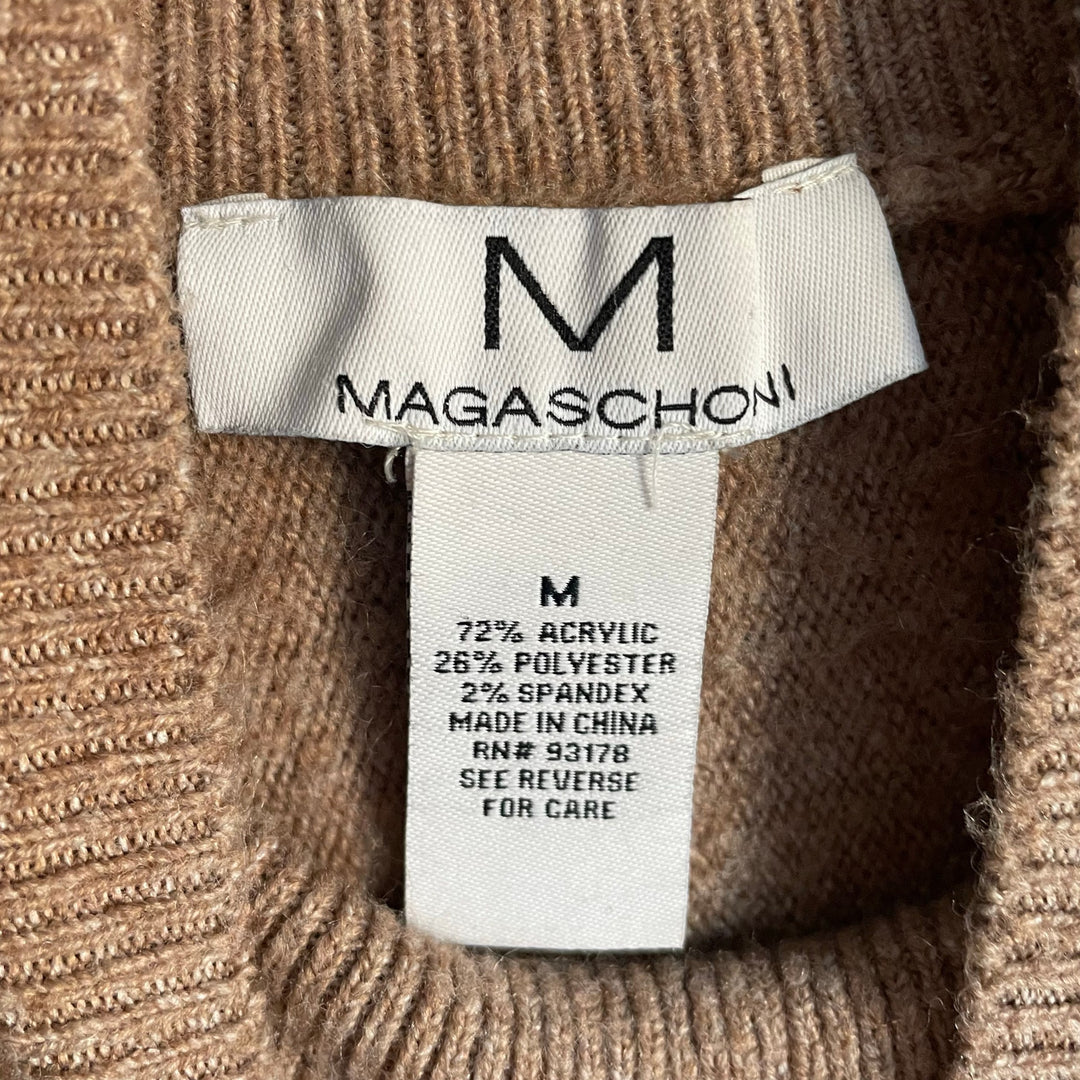 Magaschoni Oatmeal Brown Soft Turtleneck Sweater Minimalist Business Casual sz M