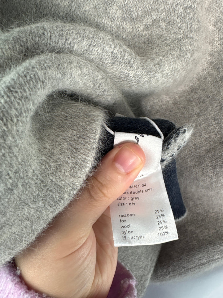 Moia Womens Pale Gray Wool Blend Scoop Neck Knit Sweater One Size