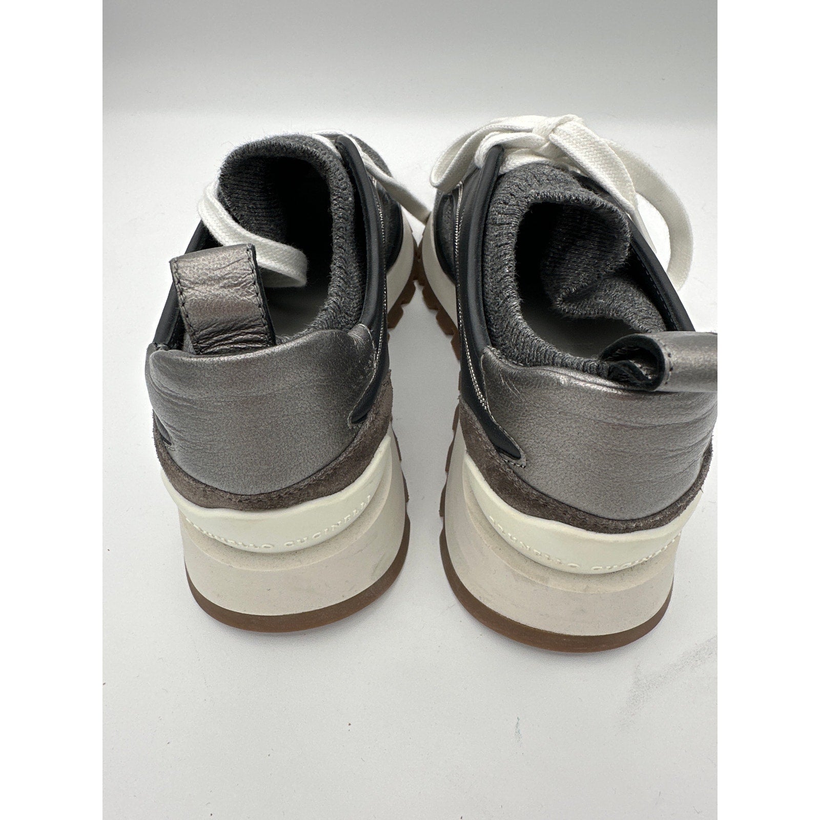 Brunello Cucinelli Dark Gray Runners w/monili and leather detail Size 35
