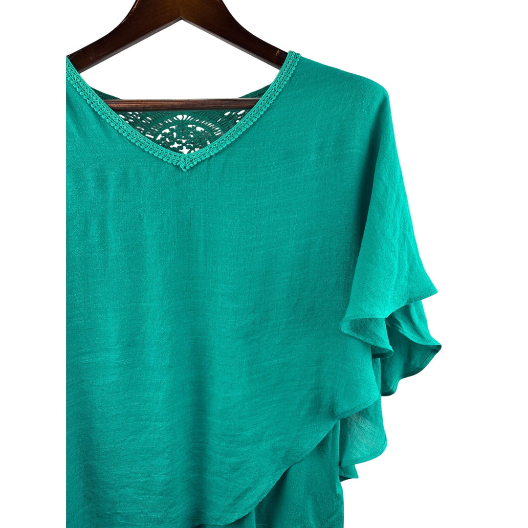 Women’s APT. 9 Medium Teal Blouse w/ Embroidery