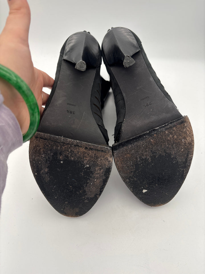 Women Alexander Wang Freja Black Suede Strappy Heels Size 8